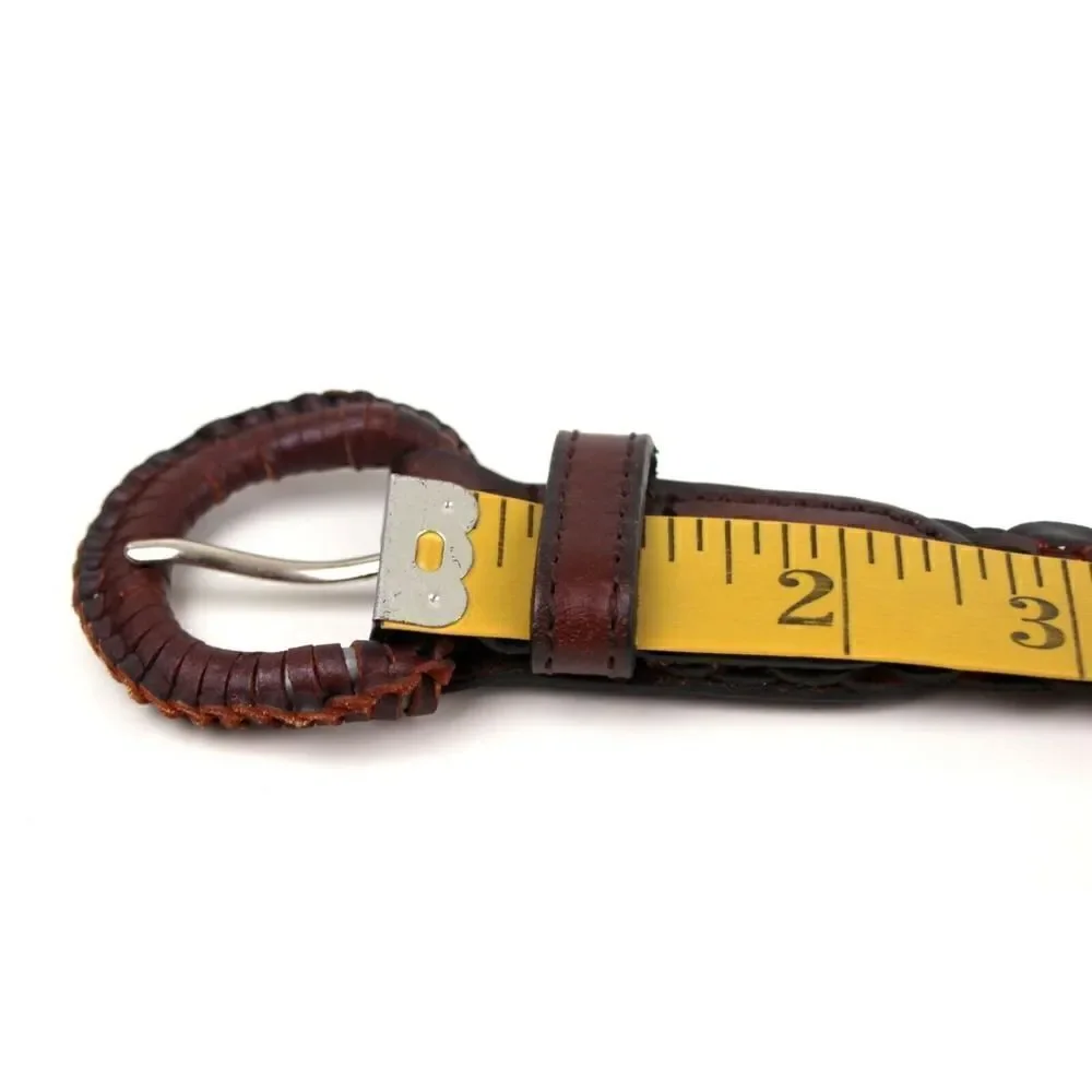 VTG WOVEN BROWN GENUINE LEATHER 1 1/8